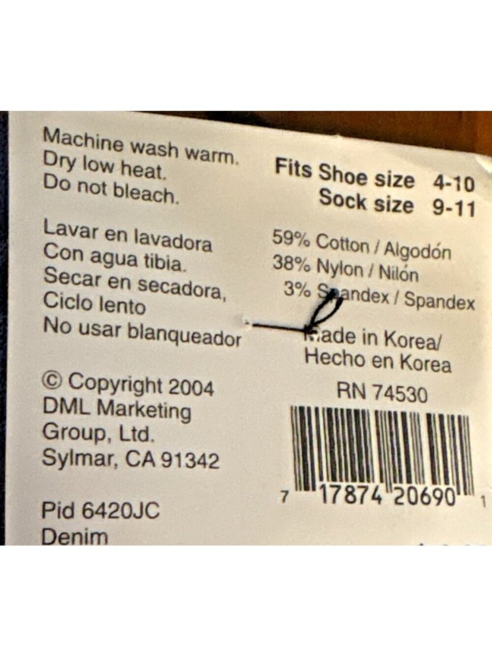 Womens LeGale Denim Floral Crew Socks Fits Shoe Size 4-10 Sock Size 9-11 Cotton - Picture 3 of 5